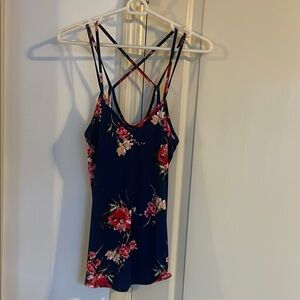 Floral Spaghetti Strap Top - Navy